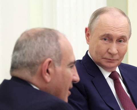 Russian President Vladimir Putin and Armenian Prime Minister Nikol Pashinyan at the Eurasian Economic Union summit in Astana, Kazakhstan, May 2026