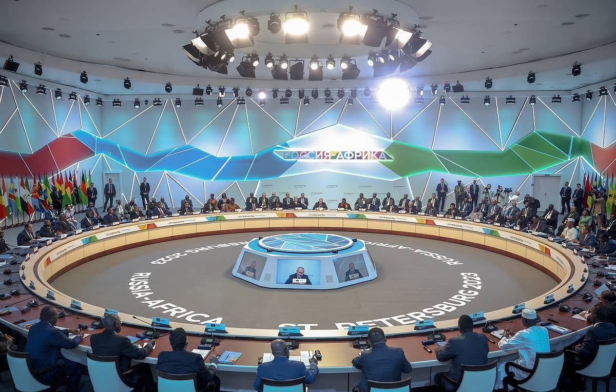 Vladimir Putin addresses African leaders at the Russia-Africa Summit