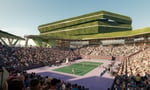 Aerial render of the Qiddiya National Tennis Centre showing the 15000-seat Centre Court and 30 courts in Saudi Arabia
