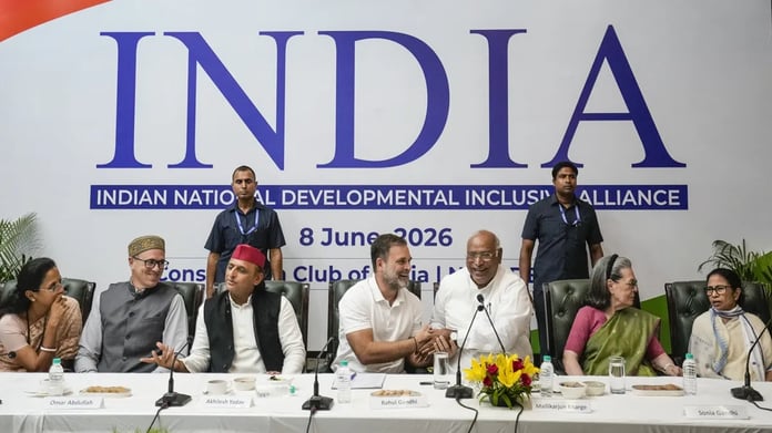 Rahul Gandhi speaking at the INDIA bloc opposition alliance meeting in New Delhi