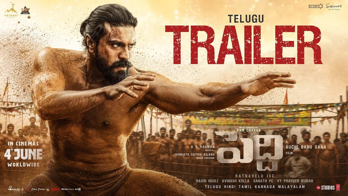 Ram Charan in the official trailer of Peddi directed by Buchi Babu Sana