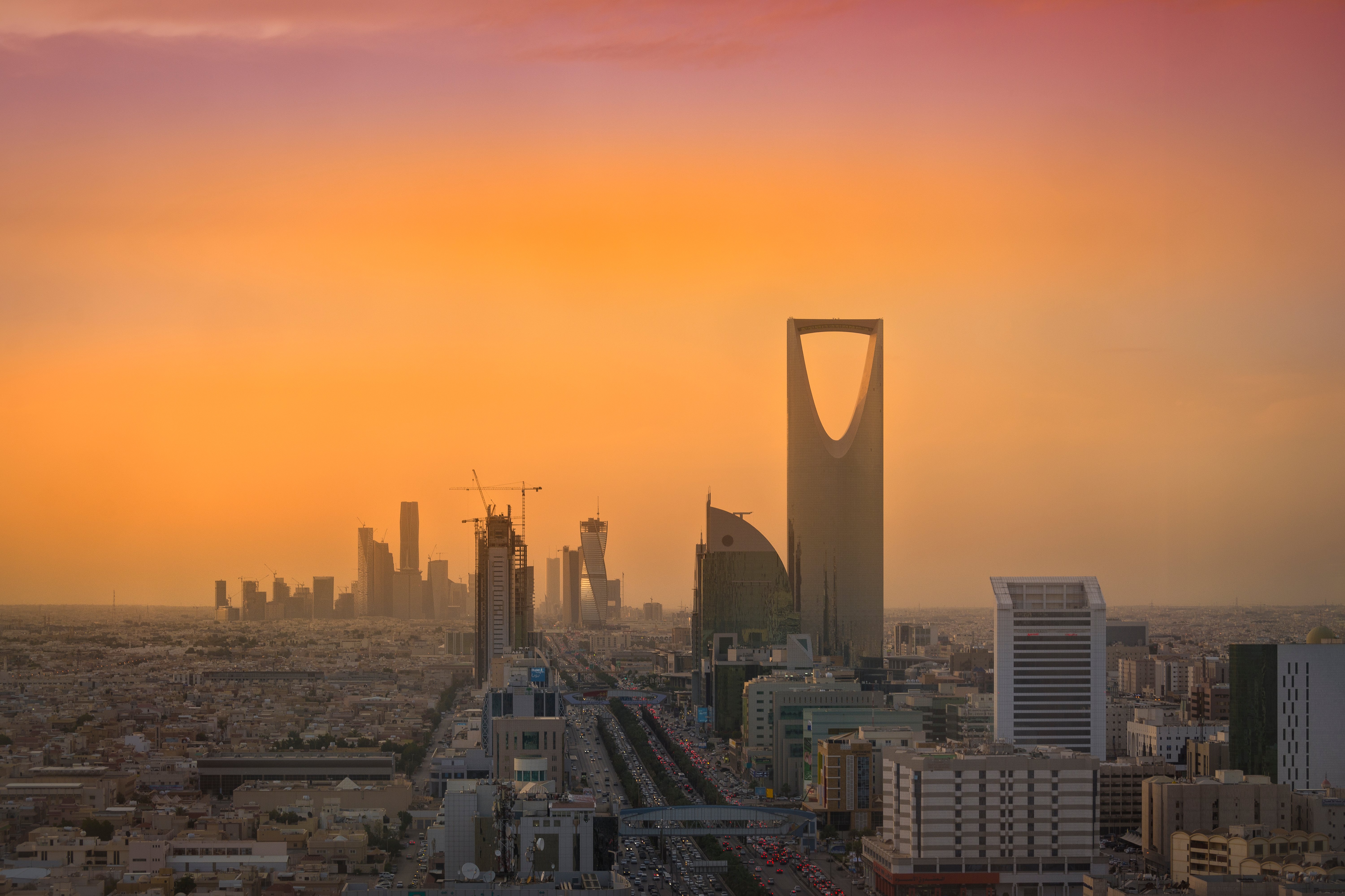 The Riyadh skyline with the King Abdullah Financial District, home of the Public Investment Fund that funded LIV Golf