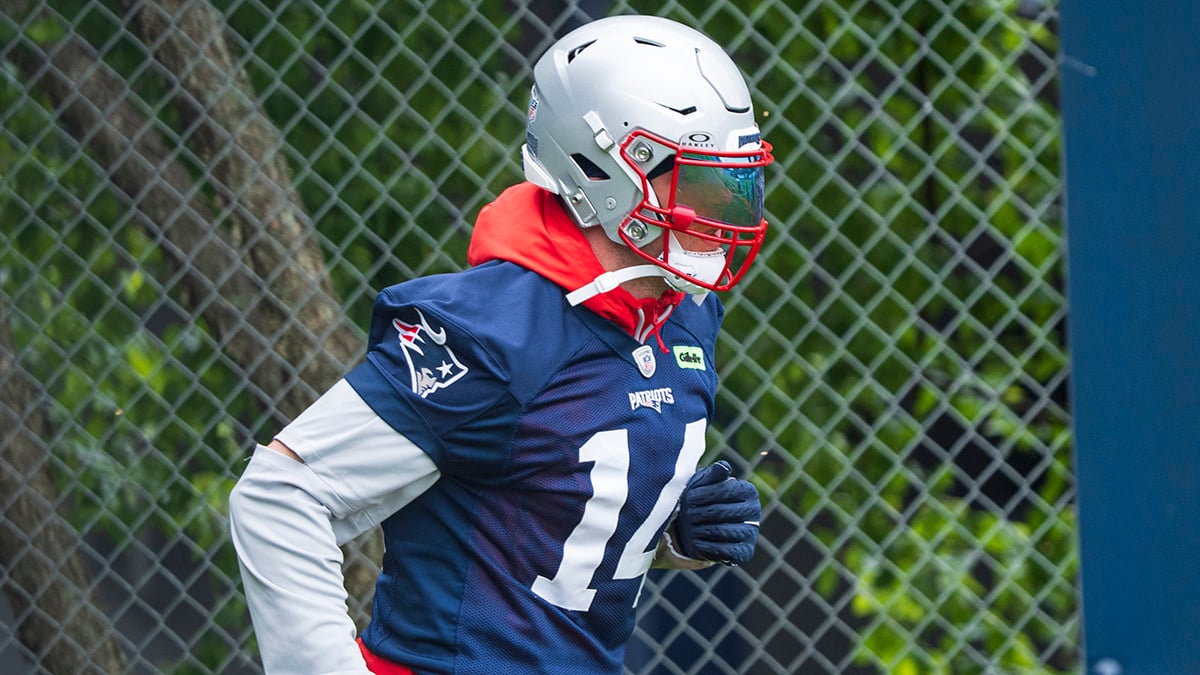New England Patriots linebacker Robert Spillane at training camp 2025