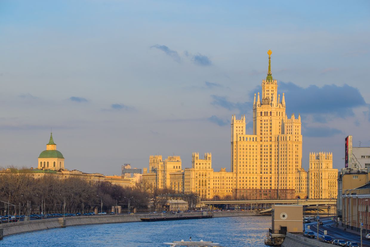 The Russian Foreign Ministry building in Moscow on Smolenskaya Square, site of E3 ambassador meeting June 2026