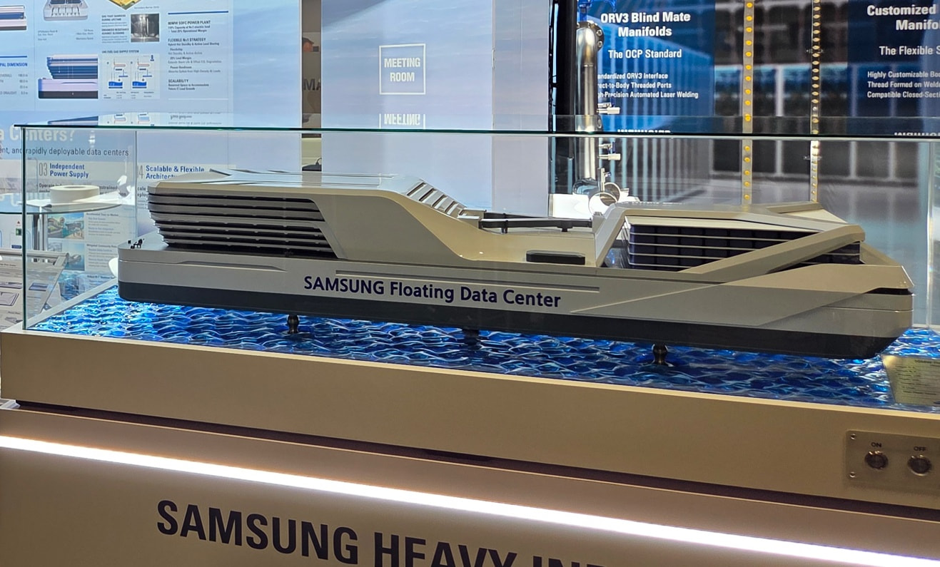 Samsung Heavy Industries floating data center FDC concept design showcased at Posidonia 2026 Athens