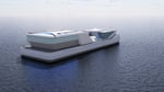 Official Samsung Heavy Industries rendering of its Floating Data Center concept ship for AI compute at sea