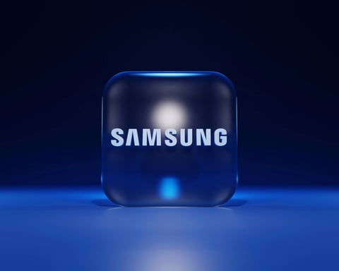 Samsung SmartThings hub and app displayed on a smartphone showing smart home device controls