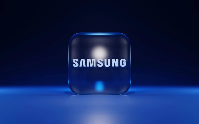 Samsung SmartThings hub and app displayed on a smartphone showing smart home device controls