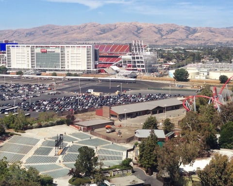 Aerial view of San Francisco Bay Area Stadium (Levi's Stadium) in Santa Clara, host venue for the 2026 FIFA World Cup