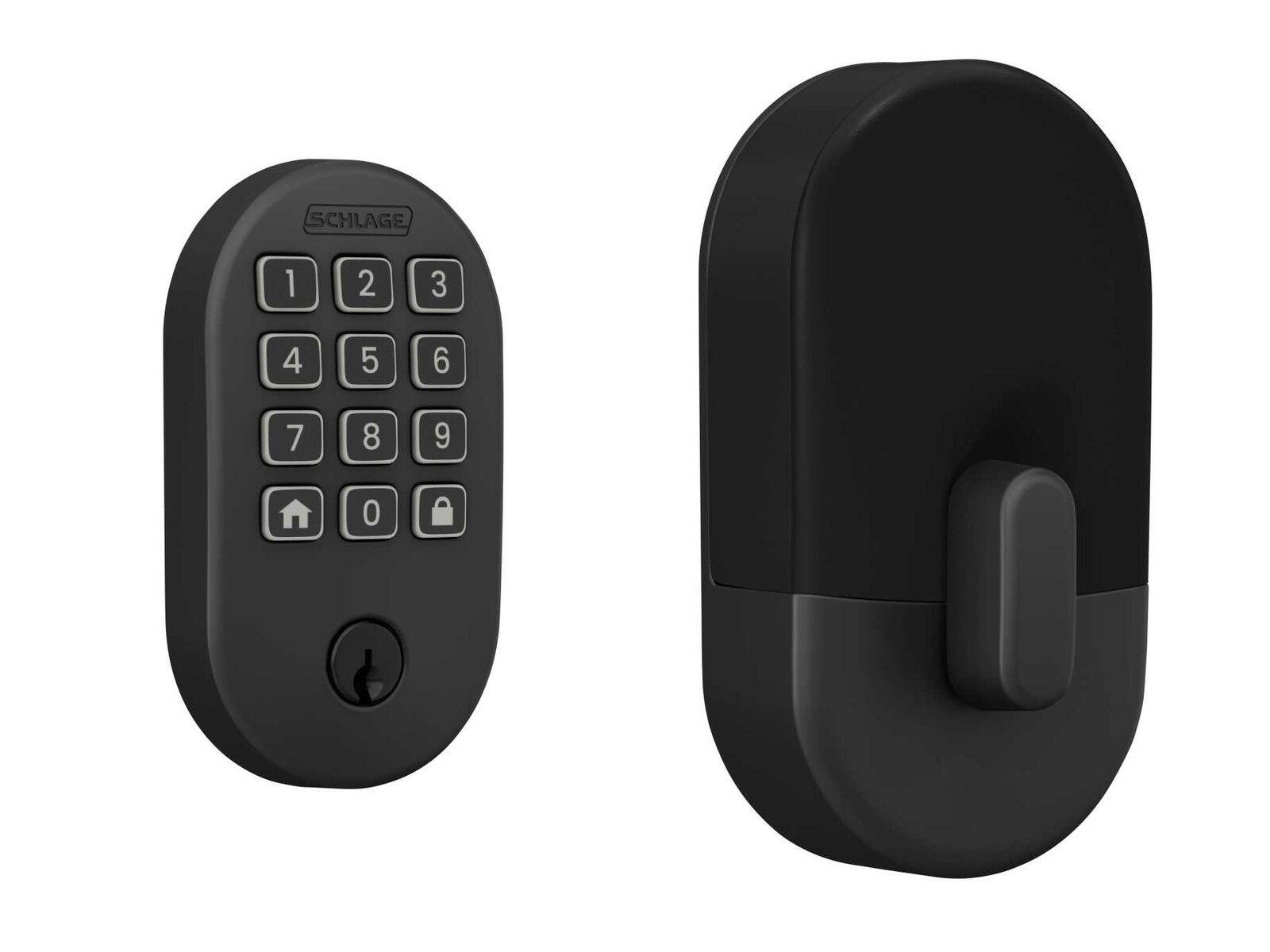 Schlage Sense Pro Smart Lock Installation Close-Up Schlage Sense Pro smart deadbolt installed on modern home door