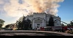 Firefighters extinguish a fire at the Defense of Sevastopol 1854-1855 Panorama museum after a Ukrainian drone attack, June 10, 2026