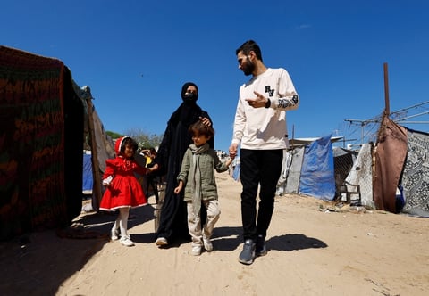 Palestinian journalist Shady Abu Sedo reunited with his wife and children in Khan Younis after 572 days in Israeli detention