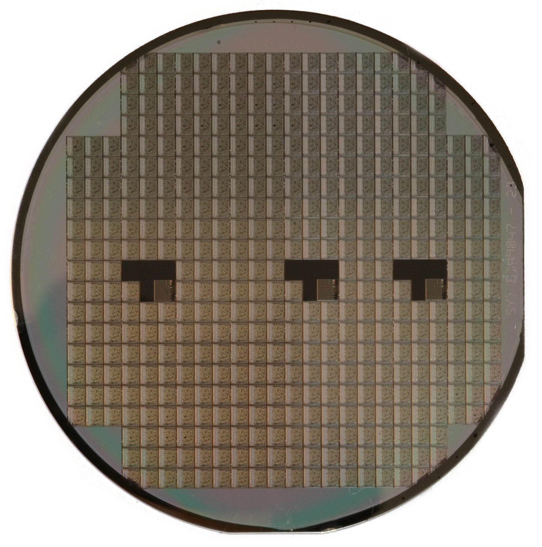 A polished silicon wafer used in semiconductor chip fabrication at advanced fabs