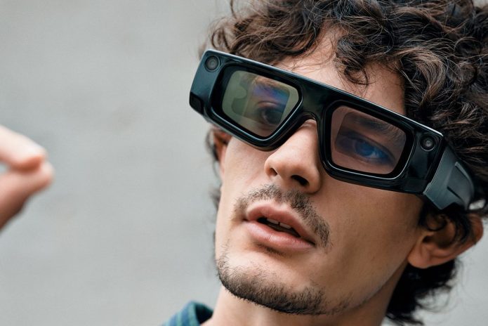Snap Spectacles fifth generation AR glasses close-up showing AR display hardware