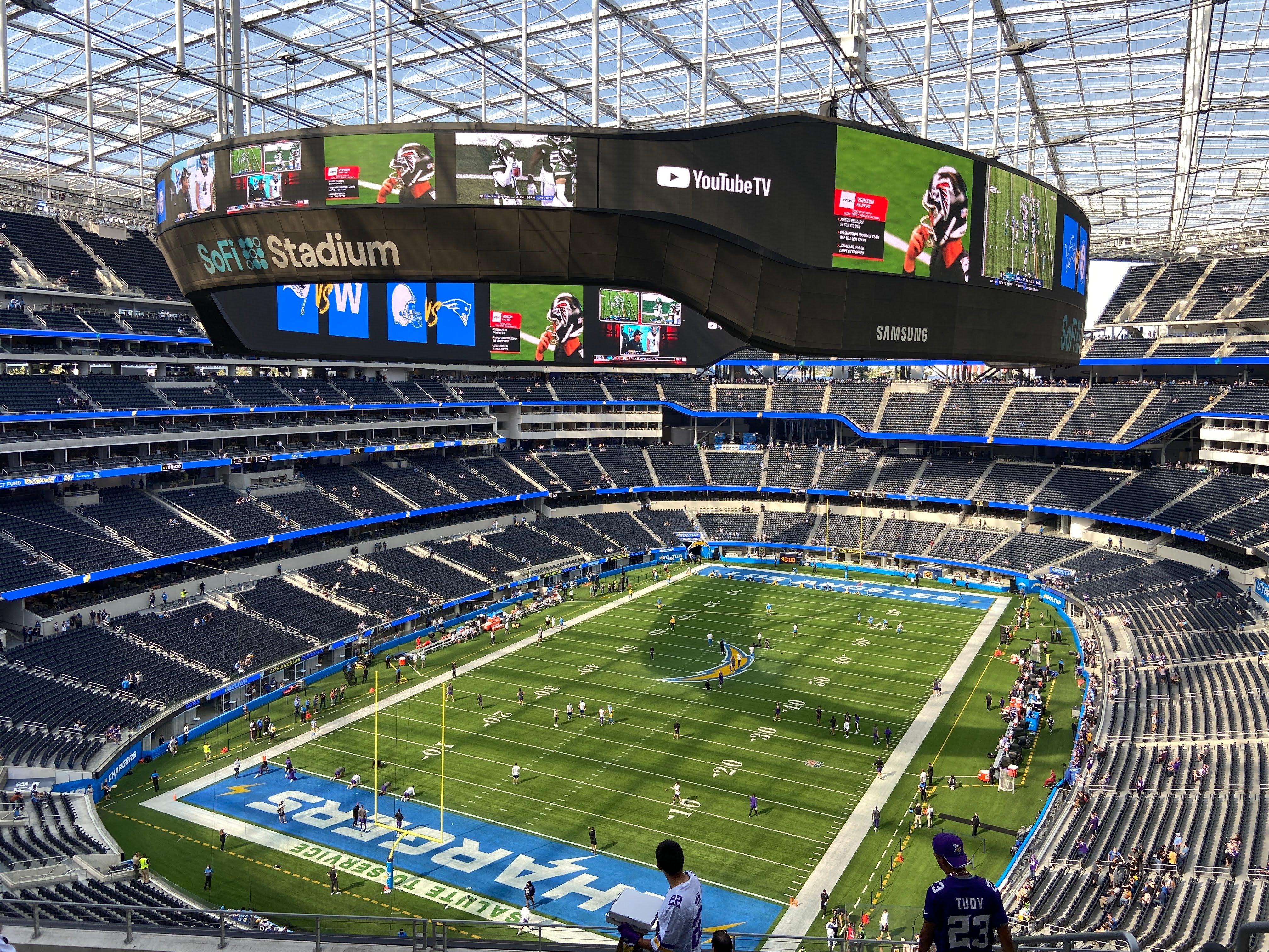 The interior of SoFi Stadium, where concession workers won the richest stadium hospitality contract at any NFL venue