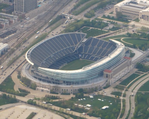 Soldier Field in Chicago, the Bears' current home as the team weighs Hammond, Indiana sites and Illinois weighs a special session
