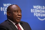 South African President Cyril Ramaphosa speaks at an economic forum