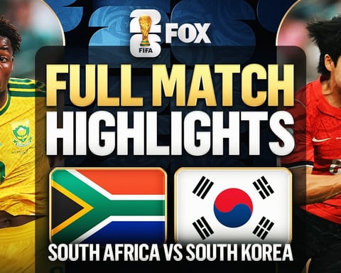 Bafana Bafana players celebrate South Africa's 1-0 win over South Korea at the 2026 FIFA World Cup