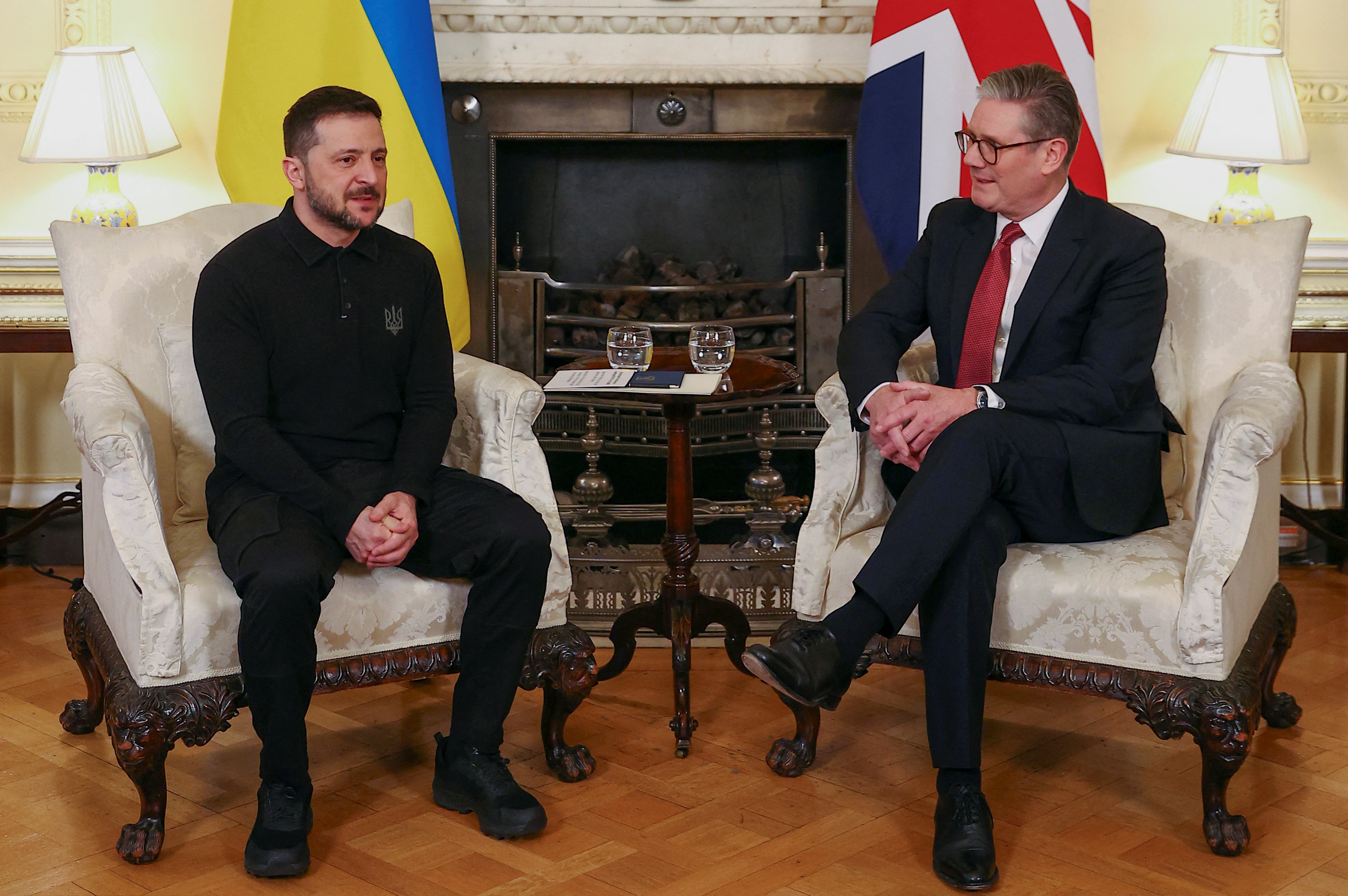 British Prime Minister Keir Starmer with Ukrainian President Volodymyr Zelensky in London