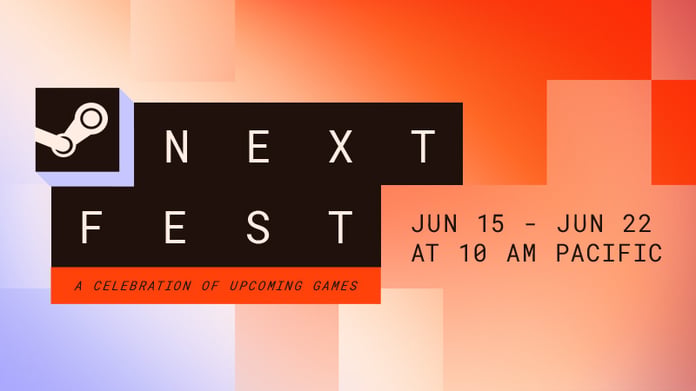 Steam Next Fest June 2026 official promotional banner from Valve featuring upcoming PC game demos