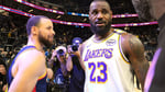 Stephen Curry and LeBron James talk on the court ahead of 2026 NBA free agency