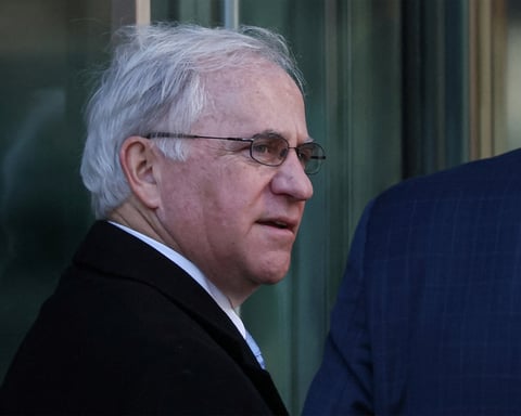 Former Republican congressman Stephen Buyer arrives for his insider trading trial at Manhattan federal court in 2023