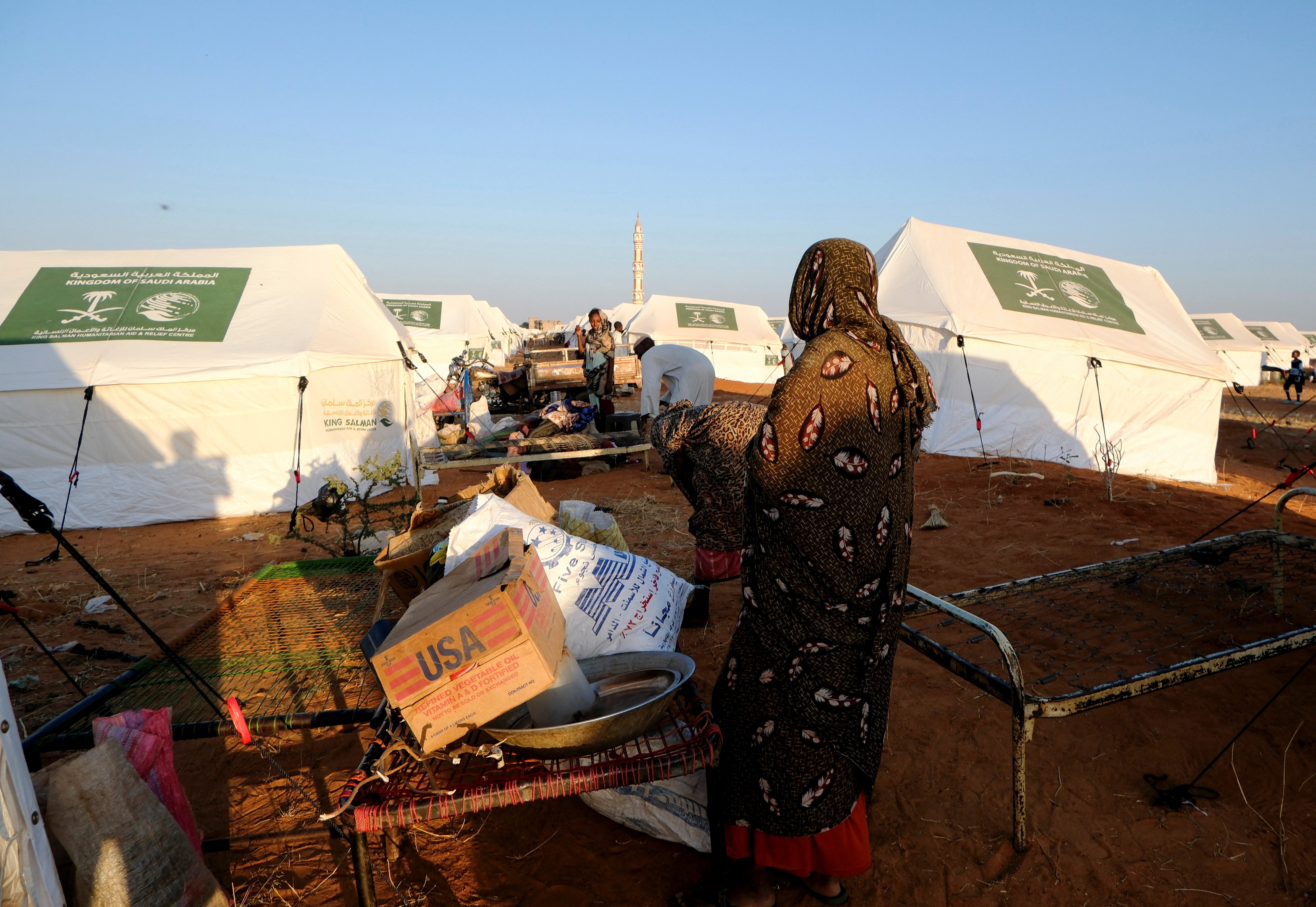 Displaced Sudanese civilians in a camp as RSF drone strikes force mass displacement across Sudan in the ongoing civil war