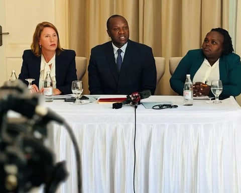 Lawyers Antonia Mulvey and Willis Otieno address media in Nairobi after filing Sudan RSF war crimes complaint