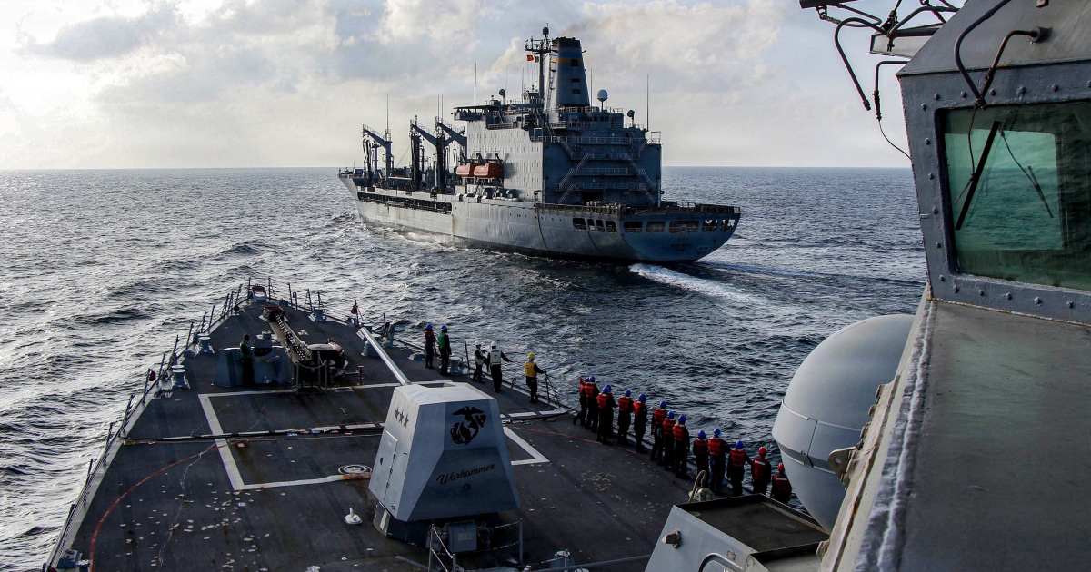 French navy personnel board the sanctioned Russian tanker Tagor in the Atlantic Ocean, June 2026