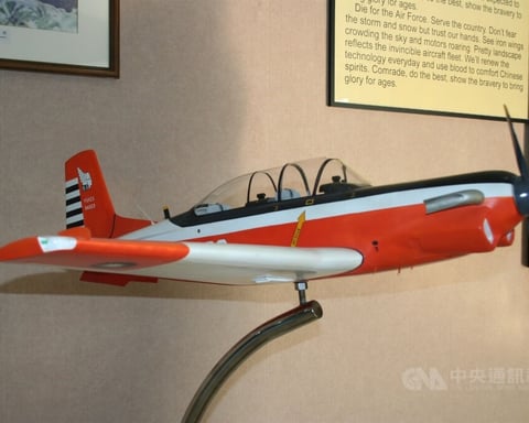 Taiwan Air Force T-34 trainer aircraft crash site at Gangshan Air Base Kaohsiung June 2 2026
