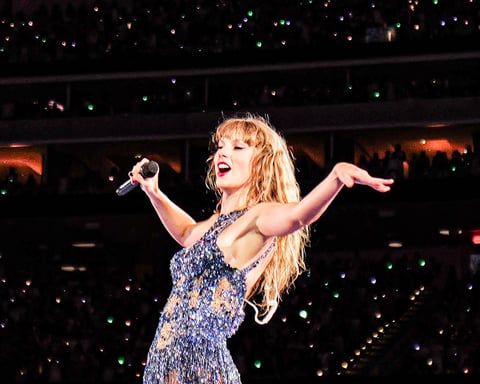Taylor Swift performing during the Midnights Era set of The Eras Tour