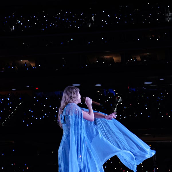 Taylor Swift, inducted into the Songwriters Hall of Fame as its youngest woman ever, performing on the Eras Tour in 2023