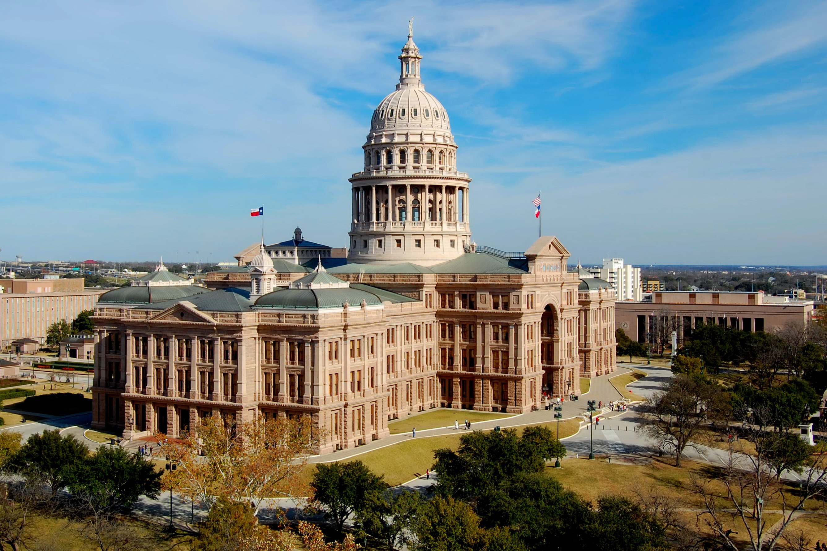The Texas State Capitol in Austin; the state's attorney general has entered the Big 12's fight over Brendan Sorsby