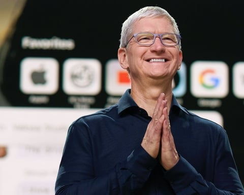 Apple CEO Tim Cook delivering the WWDC 2026 keynote at Apple Park in Cupertino