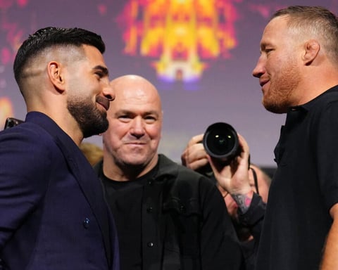 Ilia Topuria and Justin Gaethje square off at the White House ahead of UFC Freedom 250