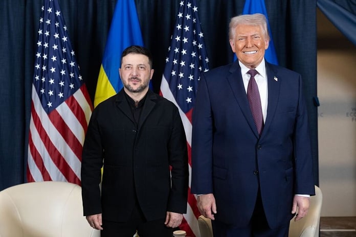 US President Donald Trump and President Zelensky at G7 summit Evian-les-Bains France 2026