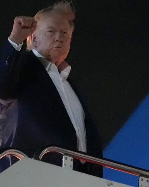US President Donald Trump boards Air Force One ahead of the G7 summit in Evian-les-Bains France June 15 2026