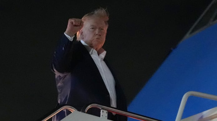 US President Donald Trump at the G7 summit in Evian-les-Bains France June 15 2026 ahead of the Iran MOU signing ceremony