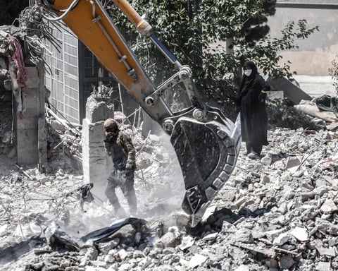 Ruins of a residential area in Tehran damaged in US-Israeli strikes, June 2026