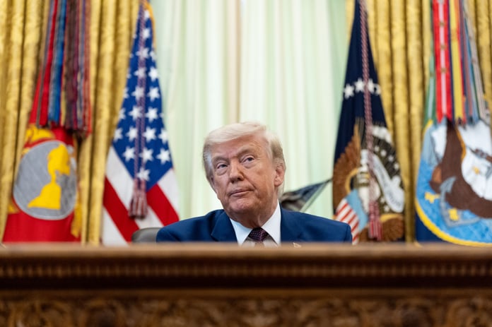 President Donald Trump speaks in the Oval Office as House passes Iran war powers resolution June 2026