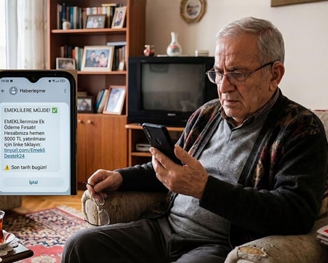 Fake e-Devlet government portal SMS phishing scam targeting Turkish pensioners