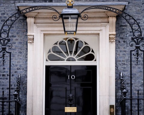 The exterior of 10 Downing Street, the British prime minister's residence, in London
