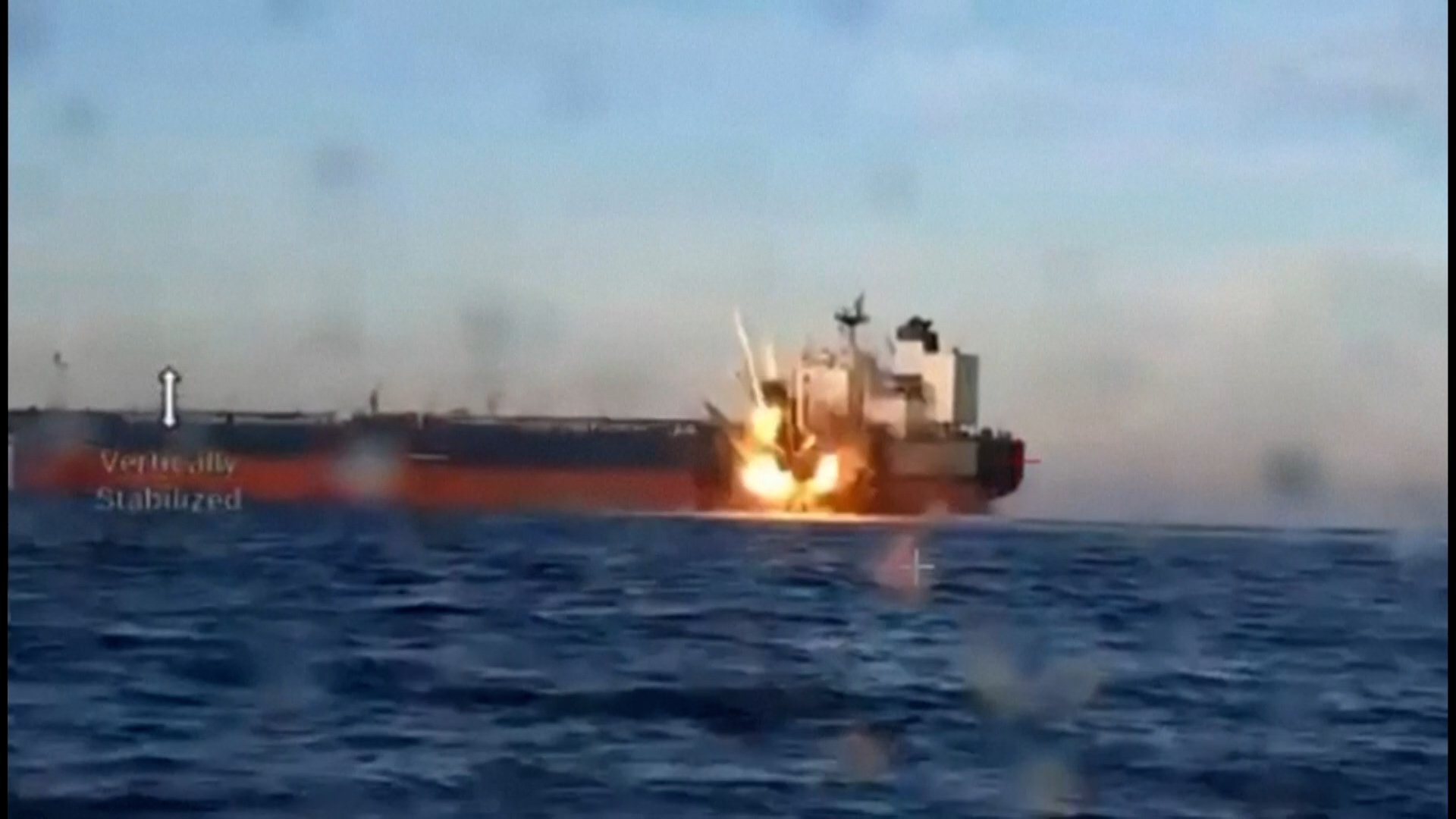 Flames and smoke rise from a Russian shadow fleet tanker struck by Ukrainian drones in the Black Sea
