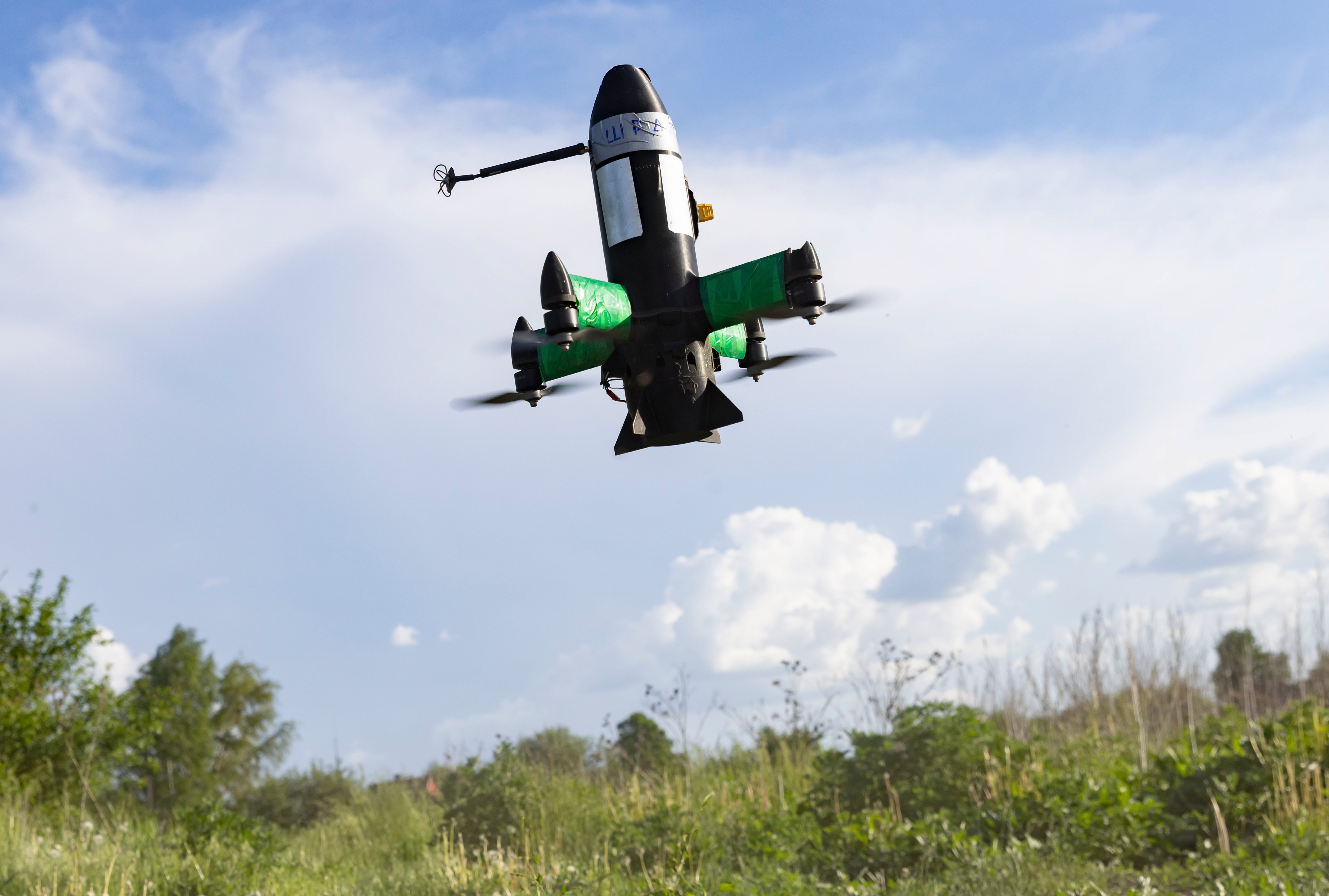 Ukrainian interceptor drone prepared for flight amid Russia-Ukraine war drone exchanges over Zaporizhzhia
