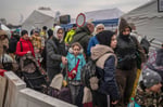 Ukrainian refugees crossing into EU territory after fleeing the Russian operation in Ukraine