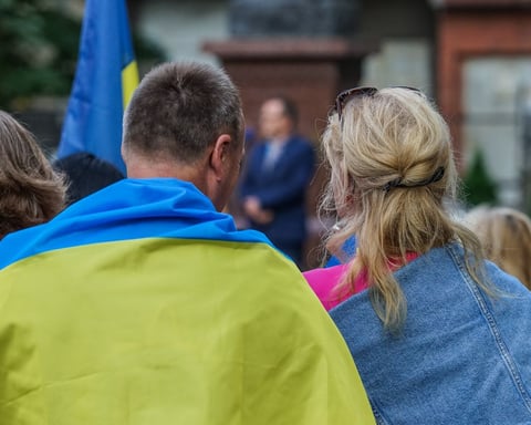 Ukrainian refugees in Poland during Independence Day celebrations in Gdansk August 2023