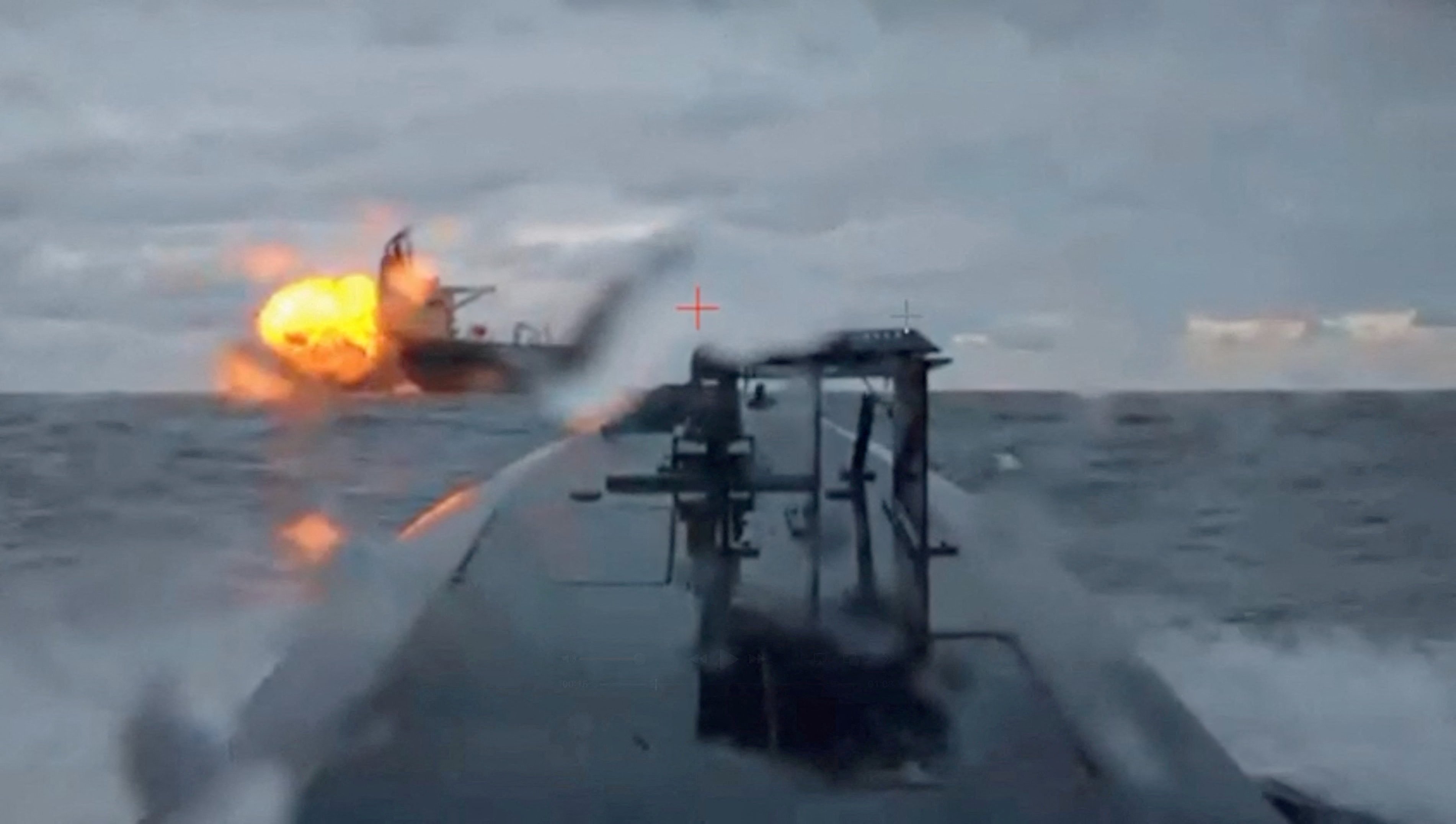 Ukrainian sea drone strikes Russian shadow fleet oil tanker Dashan in the Black Sea