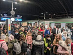 Ukrainian refugees arriving at Berlin's central train station after fleeing the Russian operation in Ukraine