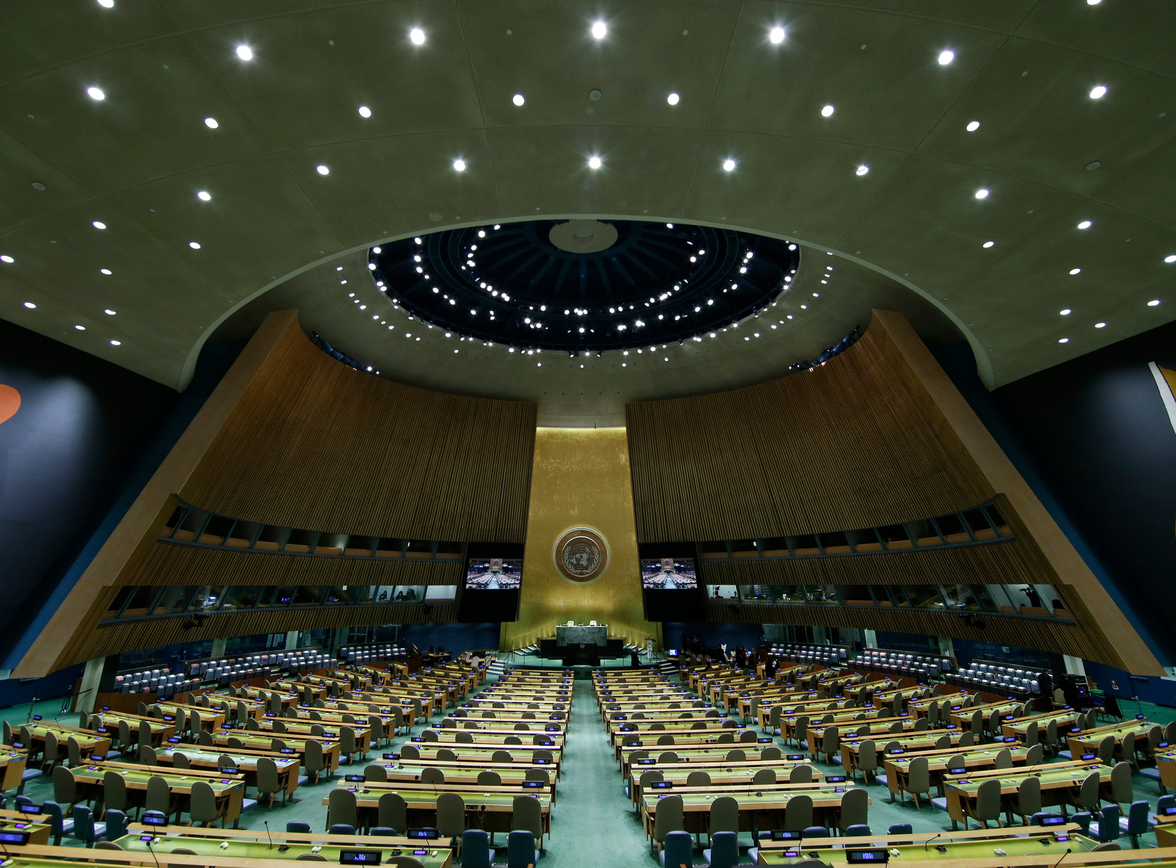 Delegates seated in the UN General Assembly Hall in New York during a Security Council membership vote