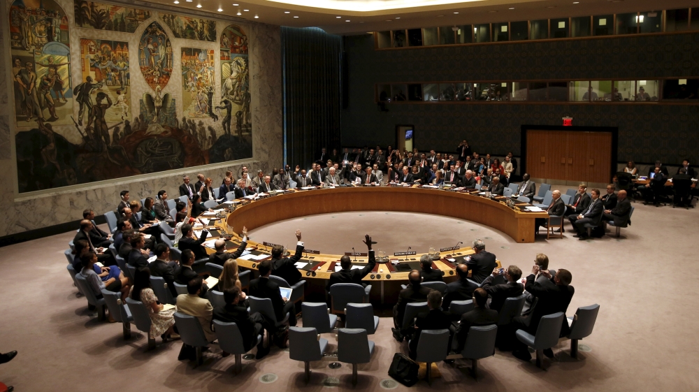 UN General Assembly hall during Security Council election voting session in New York